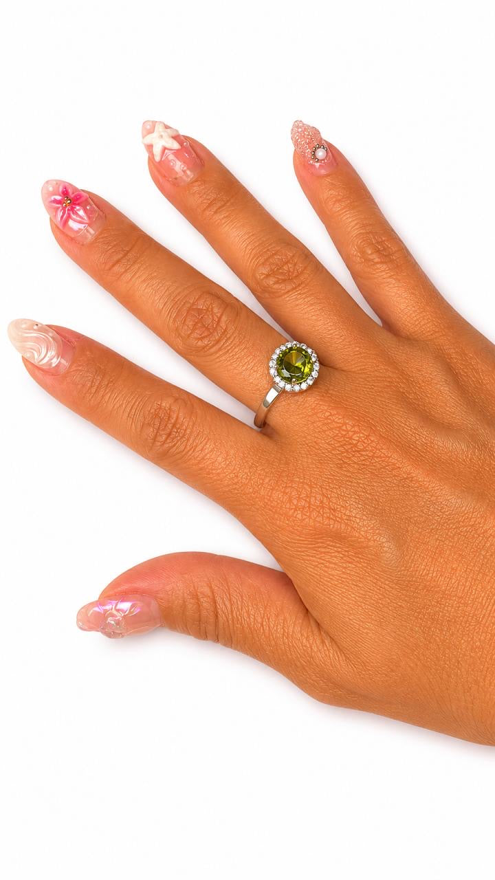 Anillo solitario circonia redonda